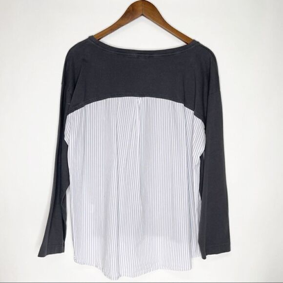J. Crew Gray PinstriBack Long Sleeve Top - Picture 3 of 5